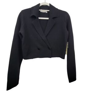 RD Style Black 2 Button Crop Soft Sweater Blazer Size XS